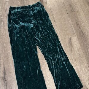 Topshop Velvet Trousers in Emerald Green
